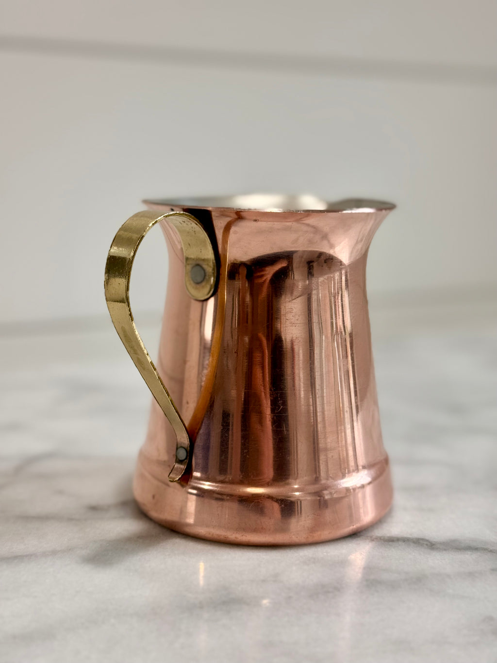 Vintage Copper Pitcher with Brass Handle