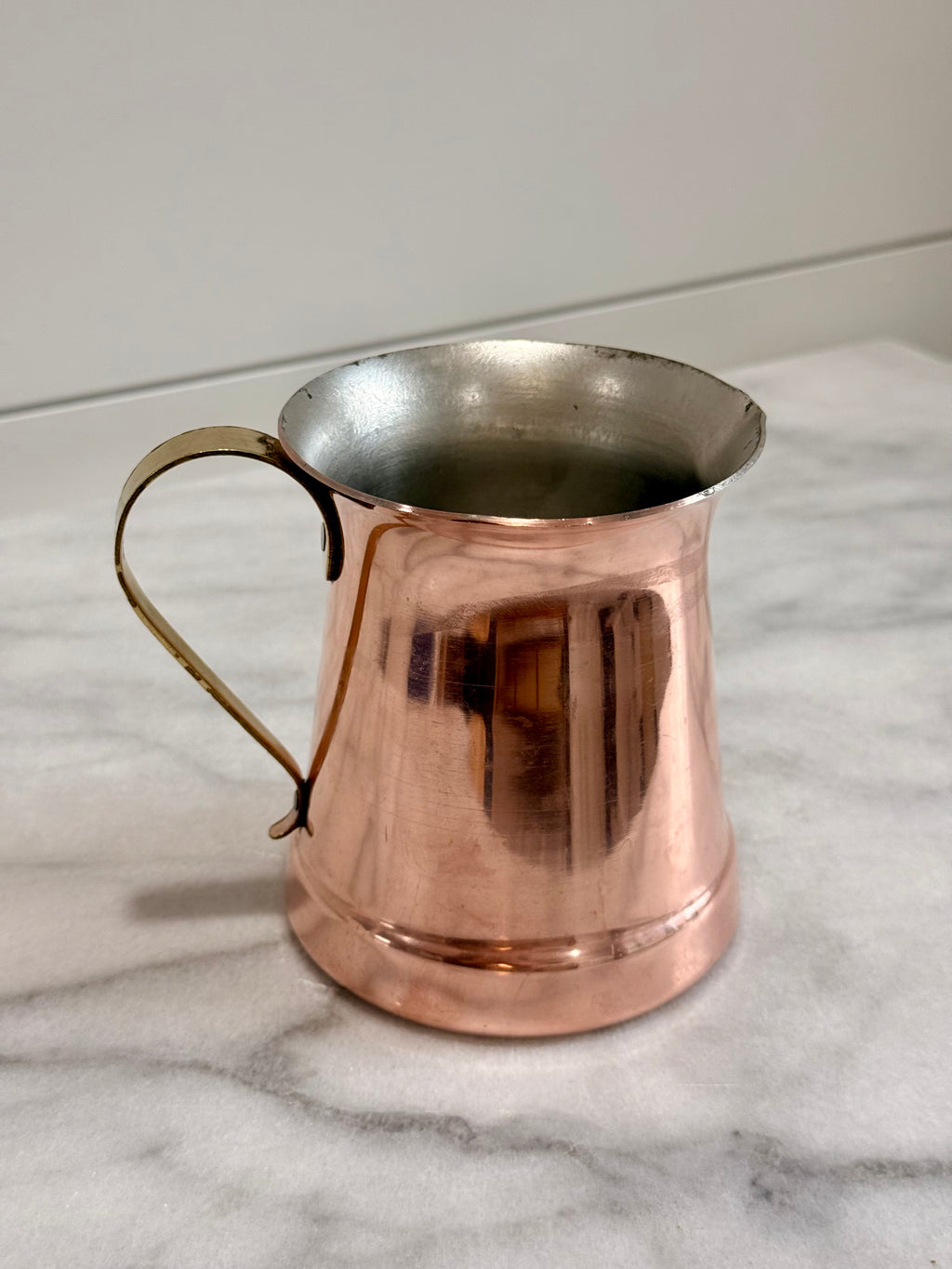Vintage Copper Pitcher with Brass Handle